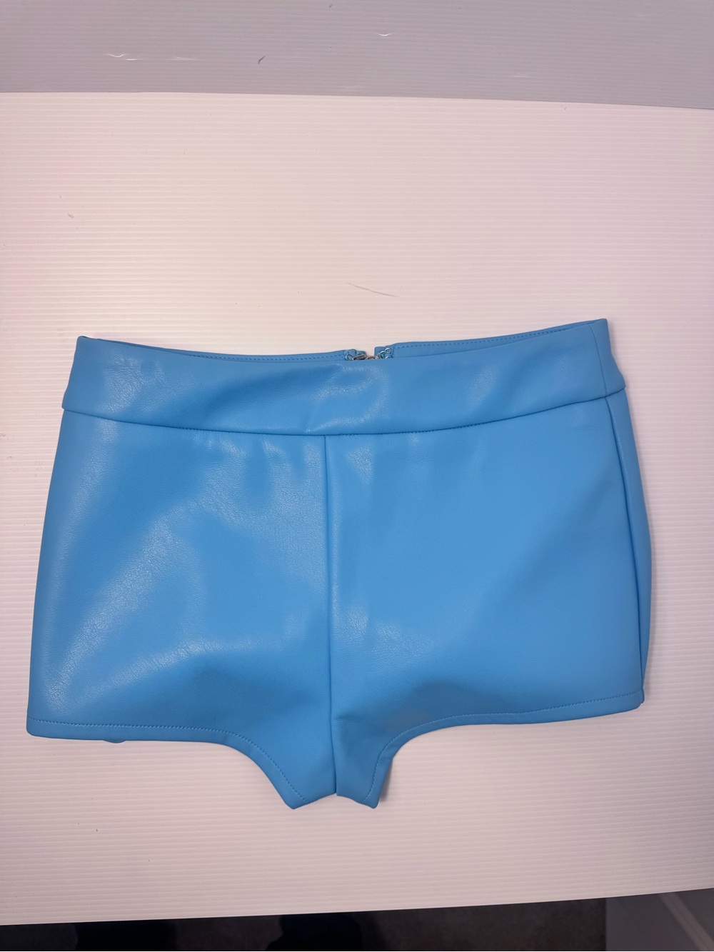 AKIRA Blue Faux Leather High Waisted Micro Shorts NWT - Picture 3 of 5